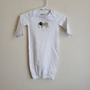 Mud Pie White Baby Gown with Elephant Design 0-3 Months